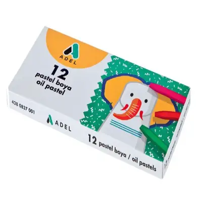 Adel Altıgen Pastel Boya 12 Renk Karton Kutu - Adel
