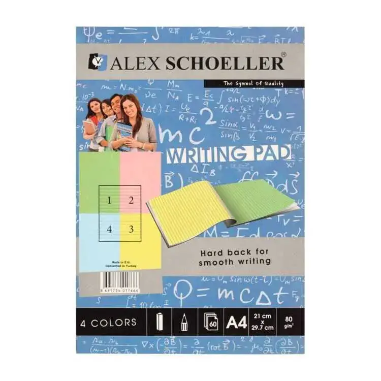Alex Schoeller Renkli Bloknot 4 Renk Çizgili 60 Yp A4 - 1