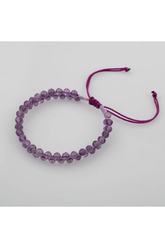 Ametist 3-4mm Çift Sıra Doğal Taş Bileklik - 2