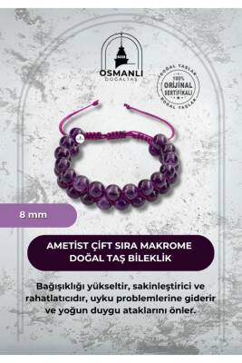 Ametist 8mm Çift Sıra Makrome Doğal Taş Bileklik - Osmanlı Doğaltaş
