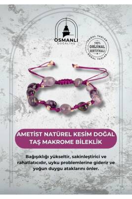 Ametist Natürel Kesim Doğal Taş Makrome Bileklik - Osmanlı Doğaltaş