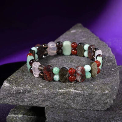 Başak Burcu Bileklik Amazonit, Bordo Granat Lal, Dumanlı Kuvars, Golden Obsidyen, Jasper, Kırmızı Akik, Pembe Kuvars, Yeşil Aventurin - 4