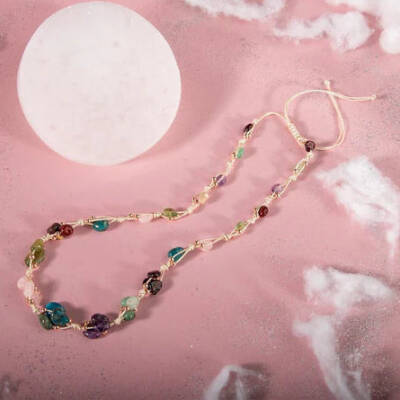 Başak Burcu Kolye Ametist, Bordo Granat Lal, Jasper, Mavi Apatit, Pembe Kuvars, Yeşil Aventurin, Zebercet (Peridot) - Osmanlı Doğaltaş