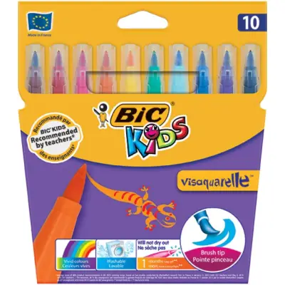 Bic Visa Fırça Uç Keçeli Boya Kalemi 10 Renk - Bic