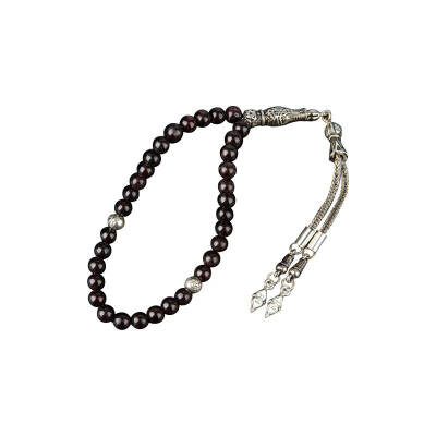 Bordo Granat Lal Doğal Taş Tesbih 33lük - 6mm - 3