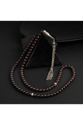 Bordo Granat Lal Doğal Taş Tesbih 99luk - 6mm - 2