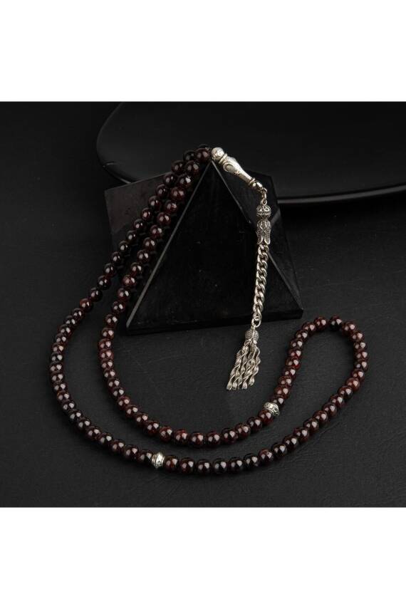 Bordo Granat Lal Doğal Taş Tesbih 99luk - 6mm - 2