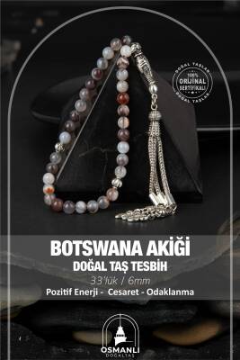 Botswana Akiği Doğal Taş Tesbih 33lük - 6mm - Osmanlı Doğaltaş