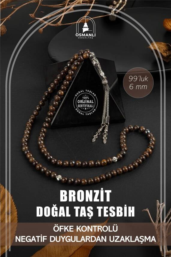 Bronzit Doğal Taş Tesbih 99luk - 6mm - 1
