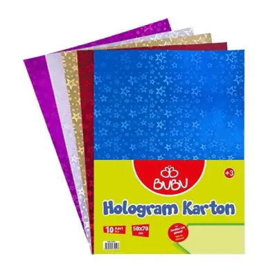 Bu Bu Hologram Karton 50 x 70 cm 10 Renk Karışık - Bu-Bu