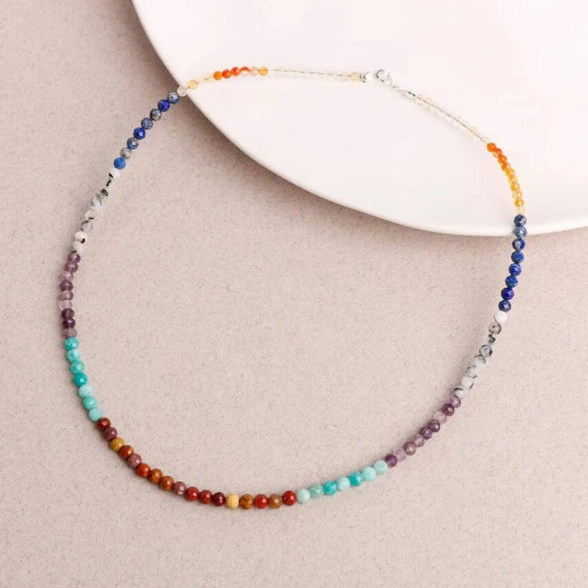 Çakra Kolye Amazonit, Ametist, Jasper, Karnelyan Akik, Lapis Lazuli - 1