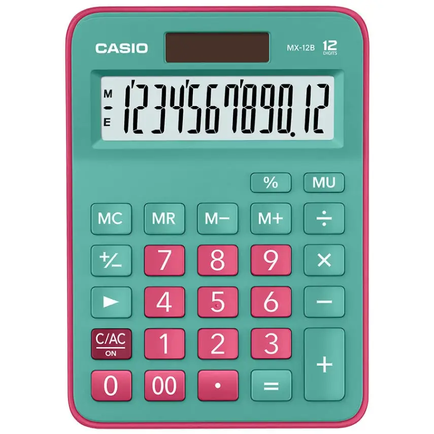 Casio Hesap Makinesi 12 Hane Yeşilkırmızı Mx-12B-Gnrd - 2