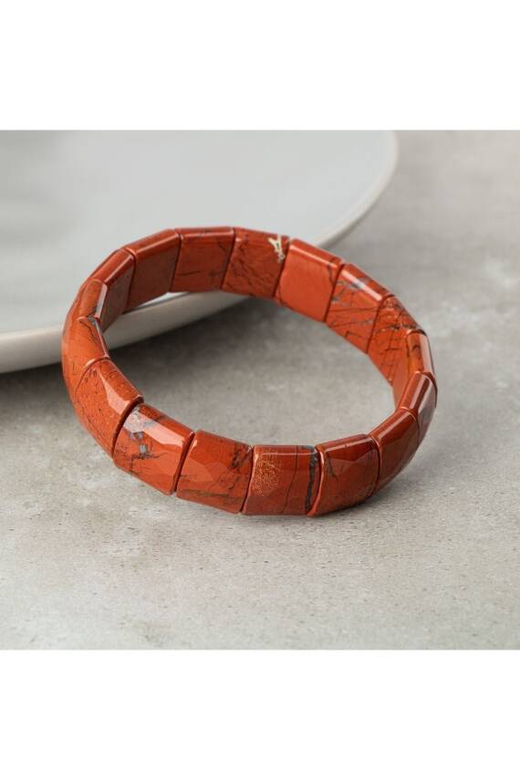 Dragon Jasper Doğal Taş Balık Sırtı Geniş Kesim Bileklik - 1