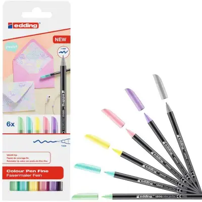 Edding Metalik Grafik Kalemi 6 Lı Pastel Renkler 1200 - Edding