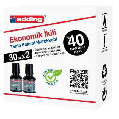 Edding Tahta Kalem Mürekkebi Siyah 2 Li 30 ml BT30 - Edding