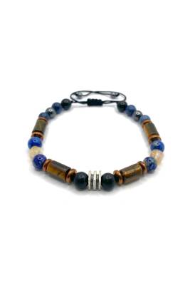 Erkek Başarı Kariyer Cesaret Bilekliği Shungite (Şungit) - Sodalit - Hematit - Lapis - Dumortierit - Kaplan Gözü - Sitrin - Osmanlı Doğaltaş