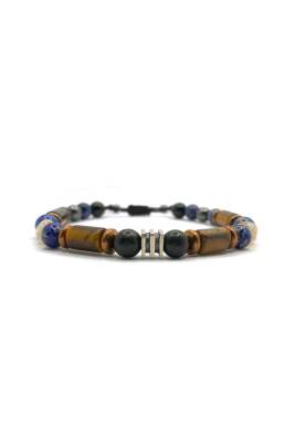 Erkek Başarı Kariyer Cesaret Bilekliği Shungite (Şungit) - Sodalit - Hematit - Lapis - Dumortierit - Kaplan Gözü - Sitrin - 3