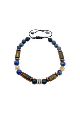 Erkek Başarı Kariyer Cesaret Bilekliği Shungite (Şungit) - Sodalit - Hematit - Lapis - Dumortierit - Kaplan Gözü - Sitrin - 4