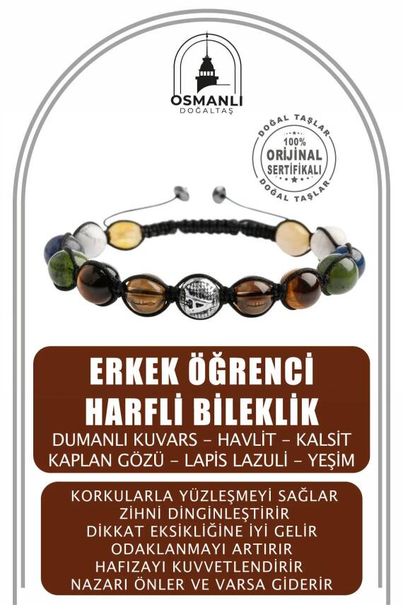 Erkek Öğrenci Doğal Taş Harfli Bileklik - 2