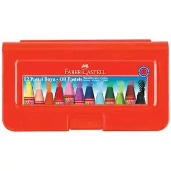 Faber Castell Altıgen Pastel Boya 12 Renk Plastik Kutu - Faber Castell