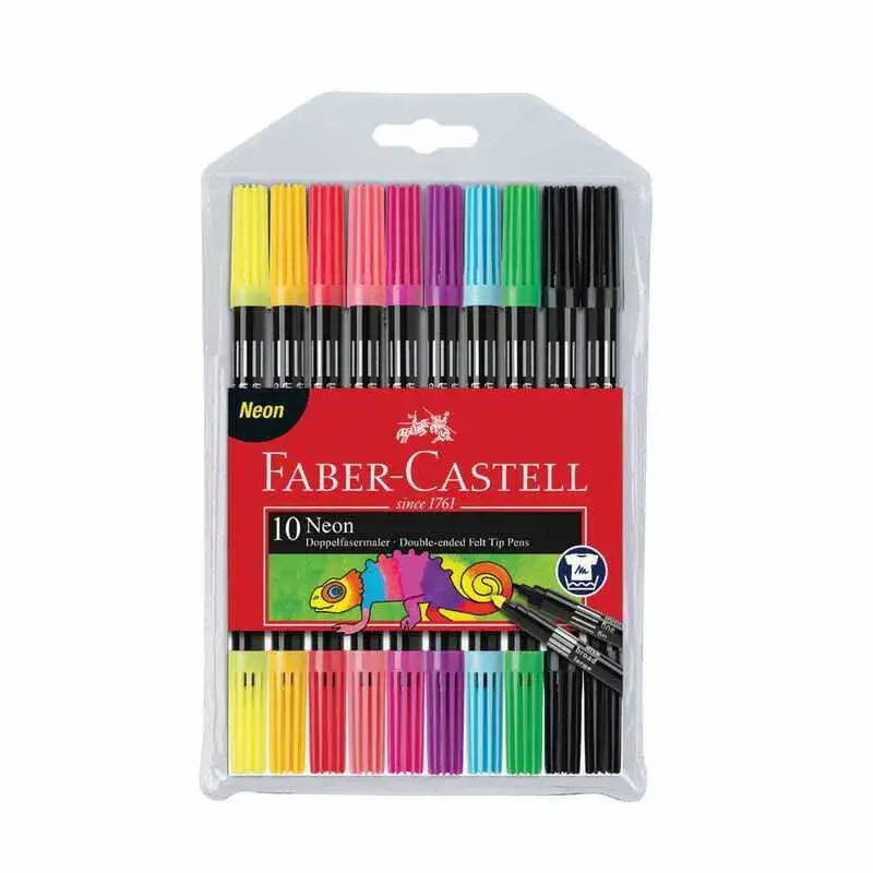 Faber Castell Neon Yıkanabilir Keçeli Kalem 10 Lu Çift Taraf Uçlu - 1