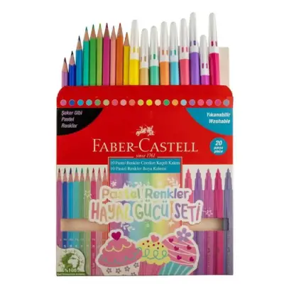 Faber Keçeli Kalem 10 + 10 Kuru Boya Pastel - Faber Castell