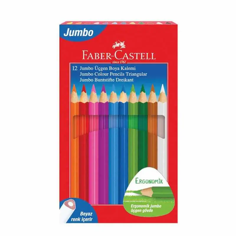 Faber Kuru Boya Üçgen Jumbo Tamboy 12 Li Karton Kutu - 1