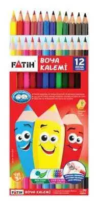 Fatih Karton Kutu Kuru Boya Kalemi 12 Renk Tam Boy - Fatih