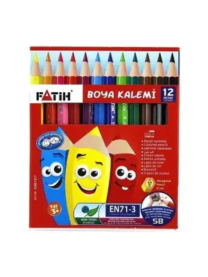Fatih Karton Kutu Kuru Boya Kalemi 12 Renk Yarım Boy - 2