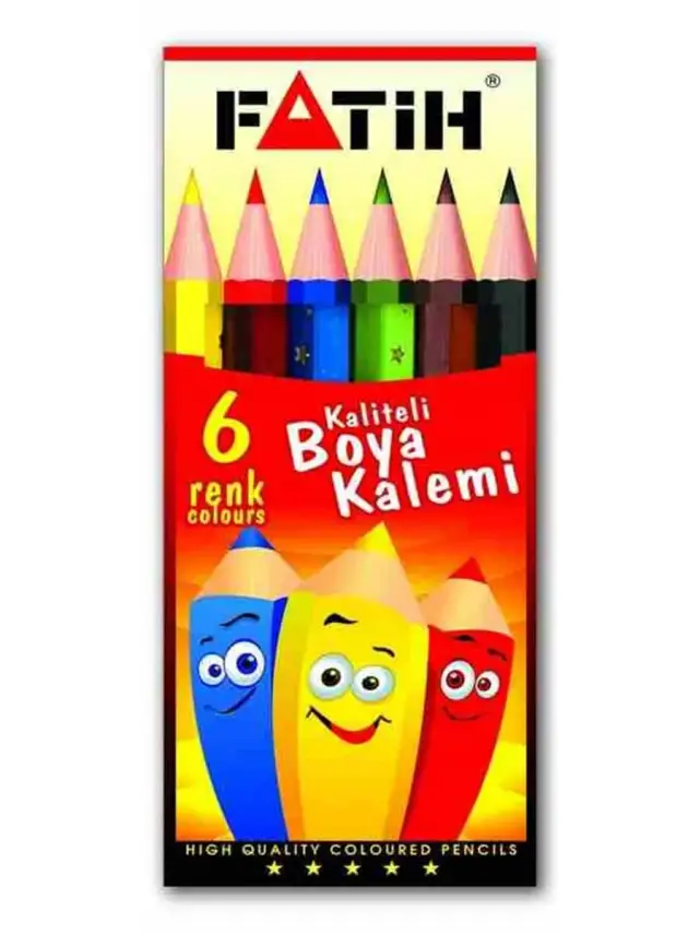 Fatih Karton Kutu Kuru Boya Kalemi 6 Renk Yarım Boy - 2