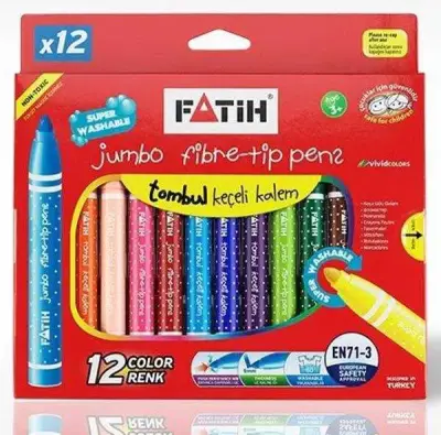 Fatih Yıkanabilir Jumbo Keçeli Kalem 12 Lı - Fatih