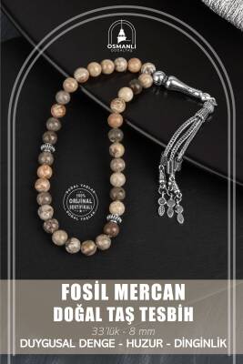 Fosil Mercan Doğal Taş Tesbih 33lük - 8mm - Osmanlı Doğaltaş