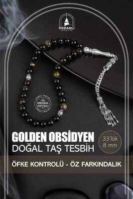 Golden Obsidyen Doğal Taş Tesbih 33lük - 8mm - Osmanlı Doğaltaş