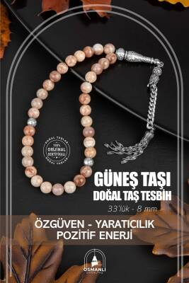 Güneş Taşı Doğal Taş Tesbih 33lük - 8mm - Osmanlı Doğaltaş