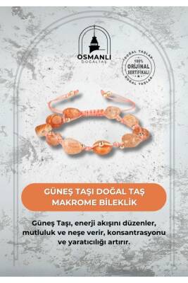 Güneş Taşı Natürel Kesim Doğal Taş Makrome Bileklik - Osmanlı Doğaltaş