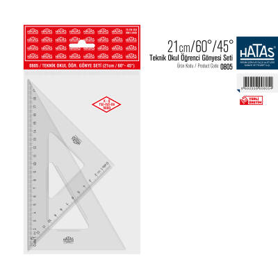 Hatas Teknik Gönye Seti 21 cm 60-45 - Hatas