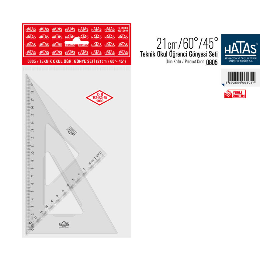 Hatas Teknik Gönye Seti 21 cm 60-45 - 1