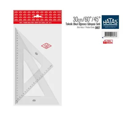 Hatas Teknik Gönye Seti 30 cm 60-45 - Hatas