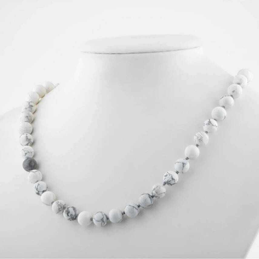 Havlit 8 mm Düğümlü Doğal Taş Kolye - 3
