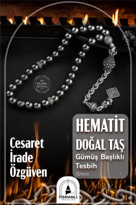Hematit Doğal Taş 8mm Gümüş İmameli Tesbih - Osmanlı Doğal Taş