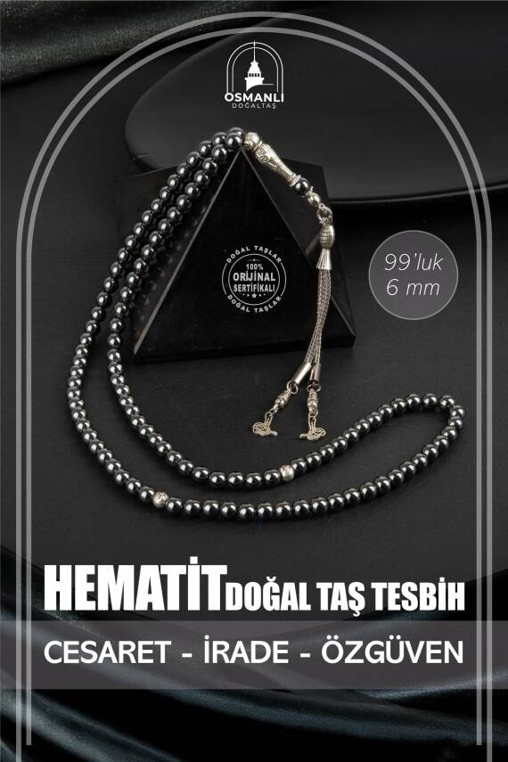 Hematit Doğal Taş Tesbih 99luk - 6mm - 1