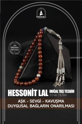 Hessonit Lal Doğal Taş Tesbih 33lük - 6mm - Osmanlı Doğaltaş