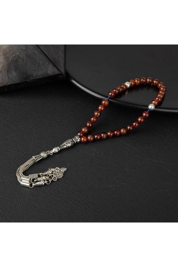 Hessonit Lal Doğal Taş Tesbih 33lük - 6mm - 2
