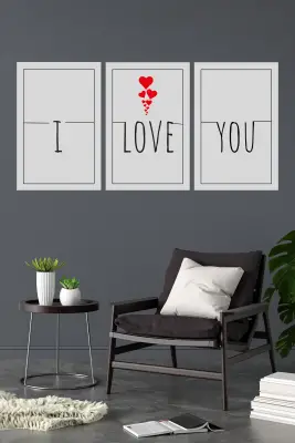 I love you 3lü Mdf Tablo - Bemenda