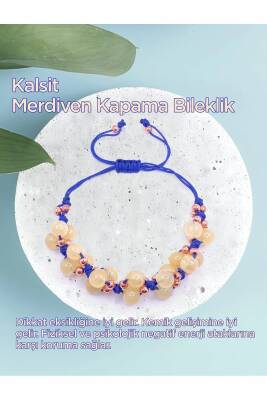 Kalsit Doğal Taş Merdiven Kapama İpli Ayarlanabilir Bileklik - 2