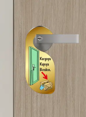 Kargoyu Kapıya Bırakın Kapı Askısı Kapı Uyarı Levhası - Bemenda