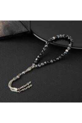 Karlı Obsidyen Doğal Taş Tesbih 33lük - 6mm - 3