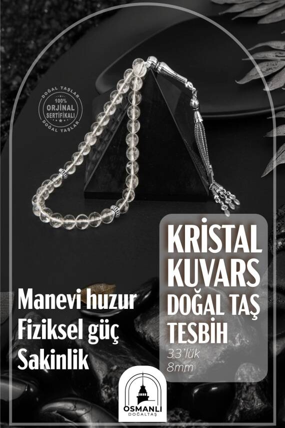 Kristal Kuvars Doğal Taş Tesbih 33lük - 8mm - 1