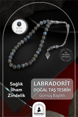 Labradorit Doğal Taş 8mm Gümüş İmameli Tesbih - Osmanlı Doğal Taş