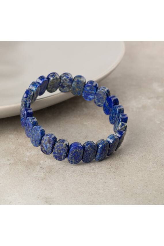 Lapis Lazuli Doğal Taş Geniş Kesim Bileklik - 1